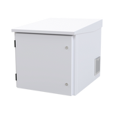 Gabinete PROFUNDO hasta 705 mm  de profundidad, de Exterior de 9UR con Ventiladores y Termostato, Se envía el Gabinete Armado, (Montaje a poste o torre se vende por separado).